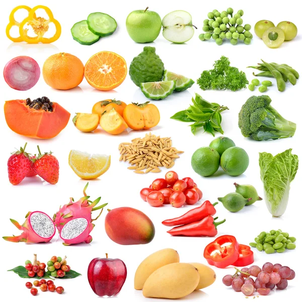 Set of fruit and vegetable on white background — Stock Photo, Image