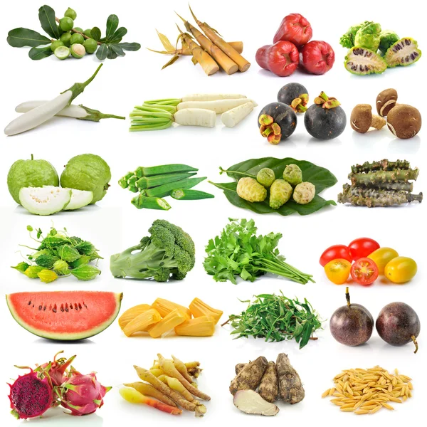 Conjunto de frutas y verduras sobre fondo blanco — Foto de Stock