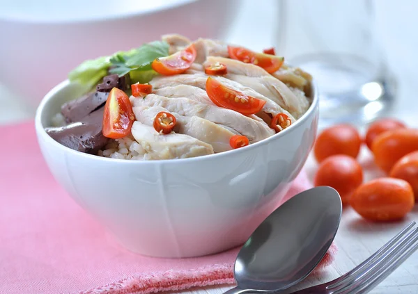 Steam Chicken with Rice — Stock Photo, Image