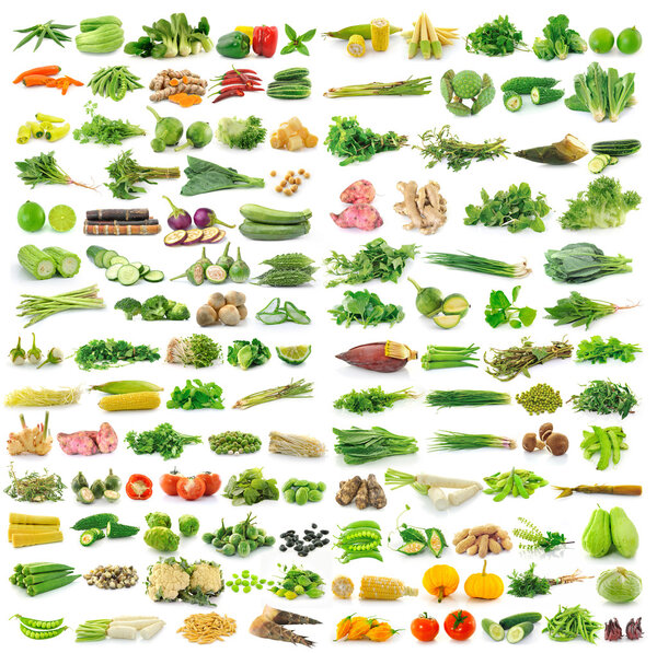 Овощи изолированы на белом фоне
 