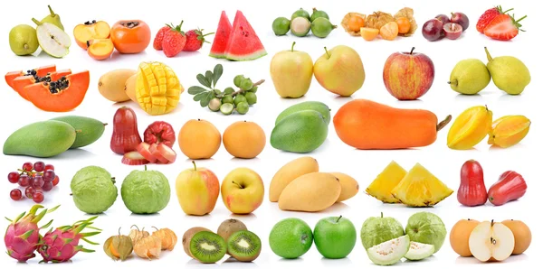 Колекція фруктів ізольована на білому фоні — стокове фото