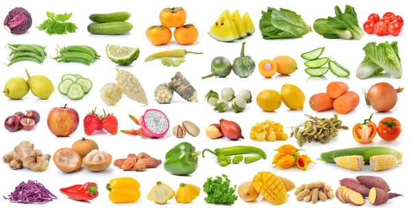 Set of fruit and vegetable on white background Stock Image