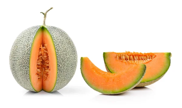 Cantaloupe melon isoleret på hvid baggrund - Stock-foto