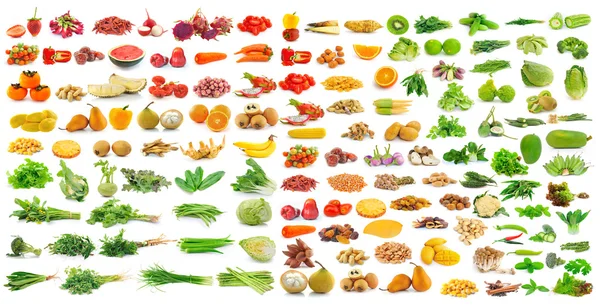 Fruits et légumes sur fond blanc — Photo