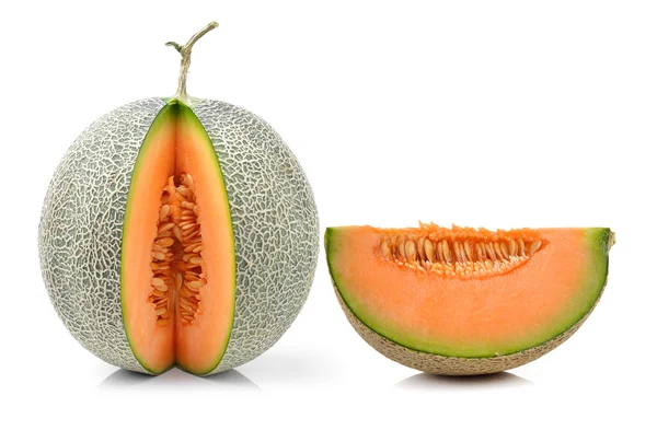 Melon cantaloup isolé sur fond blanc — Photo