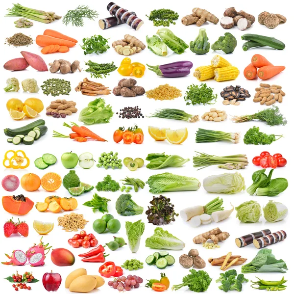 Set of fruit and vegetable on white background — Stock Photo, Image