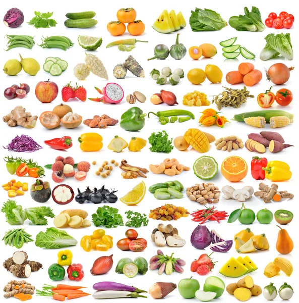 Set of fruit and vegetable on white background — Stock Photo, Image