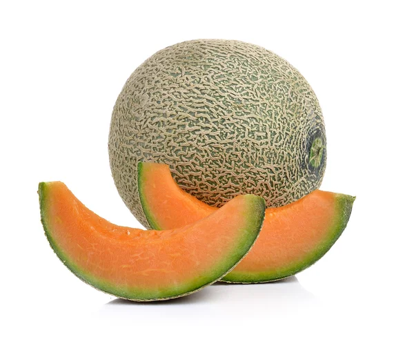 Melon cantaloup isolé sur fond blanc — Photo