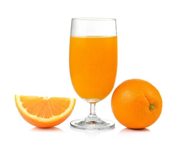 Orange juice and orange isolated on white background — Stock Photo, Image