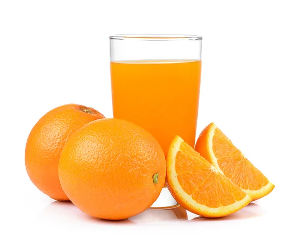 Orange juice and orange isolated on white background — Stock Photo, Image