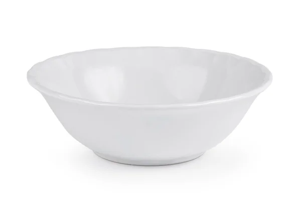 흰 바탕에 분리되어 있는 텅 빈 흰 그릇 — 스톡 사진