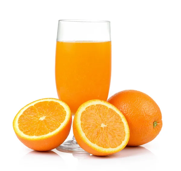 Orange juice and orange isolated on white background — Stock Photo, Image