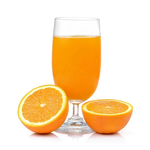 Orange juice and orange isolated on white background — Stock Photo, Image