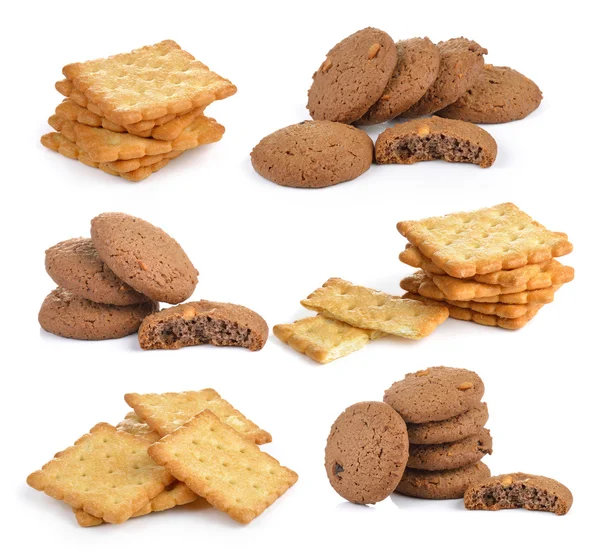 Cookie en Cracker op witte achtergrond — Stockfoto