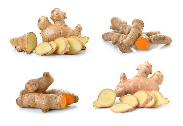 Ginger and turmeric on white background — Stock Photo, Image