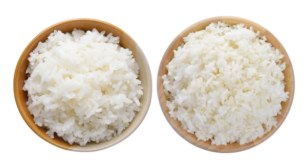 Bol plein de riz sur fond blanc — Photo