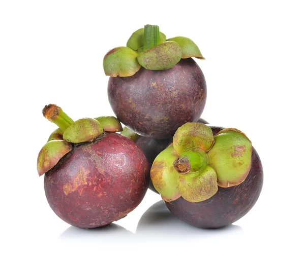 Mangosteen op witte achtergrond — Stockfoto