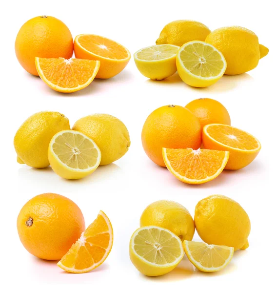 Fresh lemon and Orange fruit on white background — Stock Photo, Image