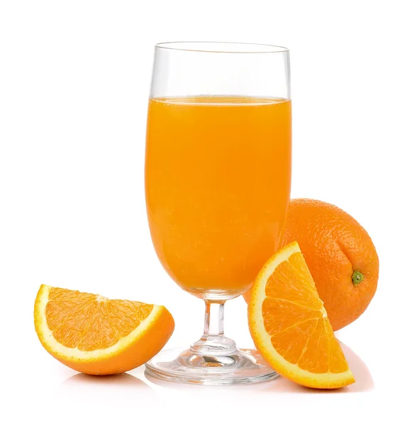 Orange juice and orange isolated on white background — Stock Photo, Image
