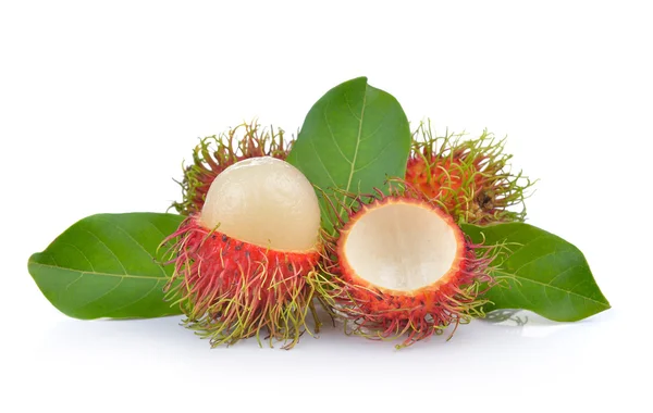 Rambutan på vit bakgrund — Stockfoto