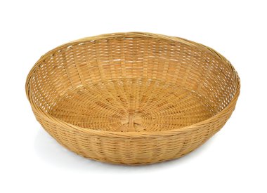 Ahşap bambu sepet beyaz arka plan üzerinde izole