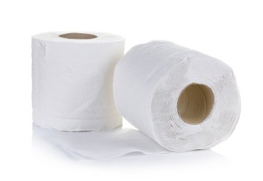 beyaz arkaplanda tuvalet kağıdı