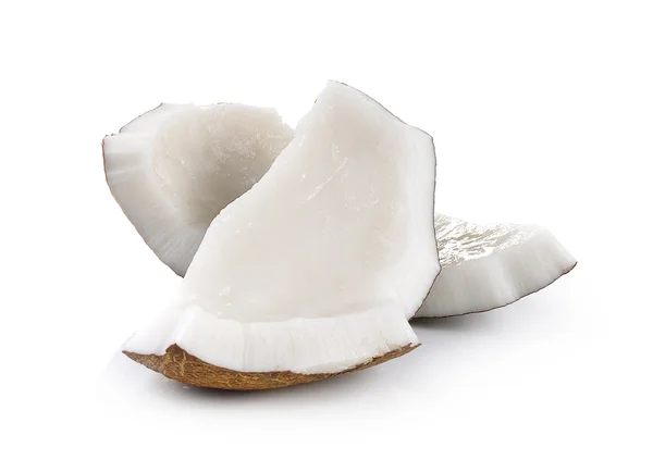 Closeup de coco em um fundo branco — Fotografia de Stock