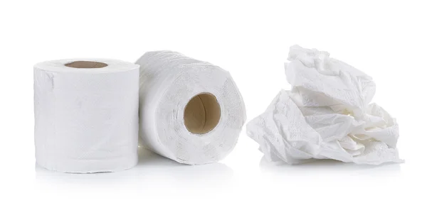 Туалетний папір на білому тлі — стокове фото