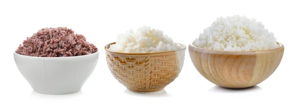 Rice in  bowl on white background — Stock Photo, Image