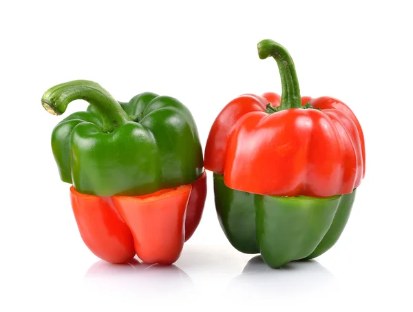 Red and green pepper over white background Stock Photo