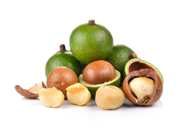 Čerstvé ořechové na bílém pozadí — Stock fotografie