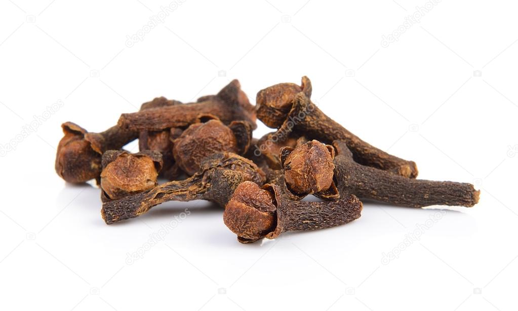 Spice cloves on white background