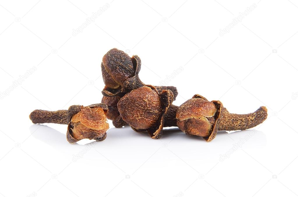 Spice cloves on white background