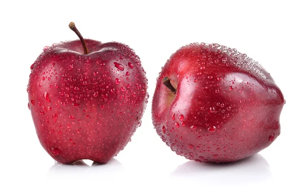 Red apple with water drops on white background — Stock Photo, Image