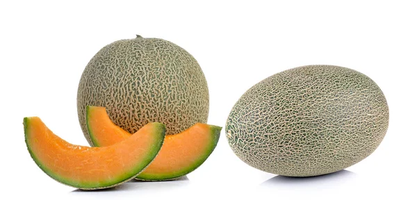 Cantaloupe Melone isoliert auf weißem Hintergrund — Stockfoto