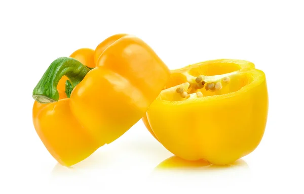 Sliced yellow paprika pepper isolated on white background — Stock Photo, Image