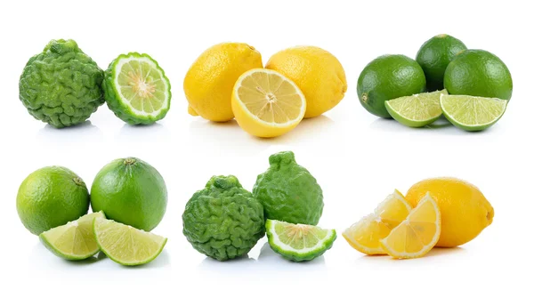 Fruta bergamota y lima sobre fondo blanco —  Fotos de Stock