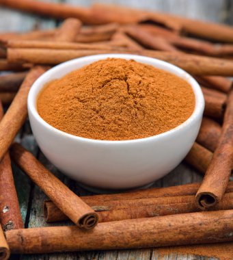 Masadaki kasede tarçın ve pudra tarçın var.