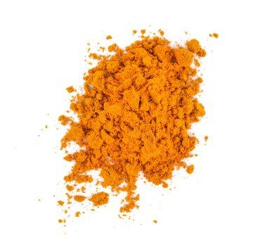 Beyaz arkaplanda zerdeçal tozu