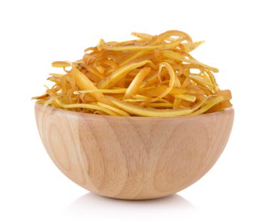 WHI twe ahşap kase içinde Fingerroot, Kaempfer, Boesenbergia dilim