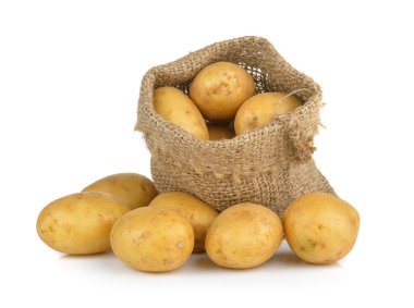  Beyaz arka plan üzerinde izole çuval patates