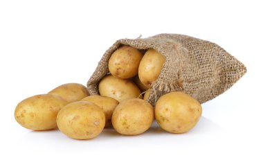  Beyaz arka plan üzerinde izole çuval patates