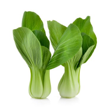 Beyaz arkaplanda bok choy sebzesi