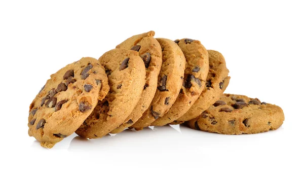 Galleta de chispas de chocolate sobre fondo blanco — Foto de Stock