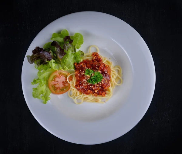 Italian cuisine, Meat sauce spaghetti — Stock Photo, Image