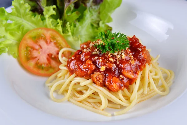 Italian cuisine, Meat sauce spaghetti — Stock Photo, Image