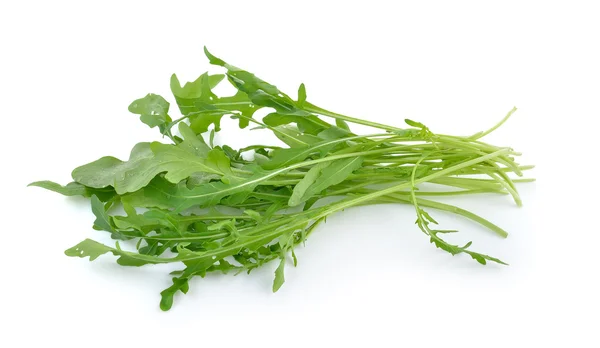 Ensalada de rúcula dulce o hojas de lechuga cohete aisladas en ba blanca —  Fotos de Stock