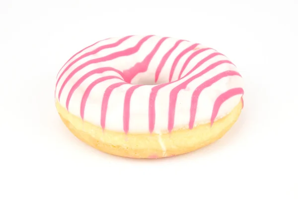 Beyaz arka planda beyaz jöleli donut.