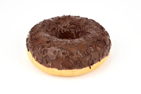 Donut Esmalte Chocolate Aislado Sobre Fondo Blanco —  Fotos de Stock