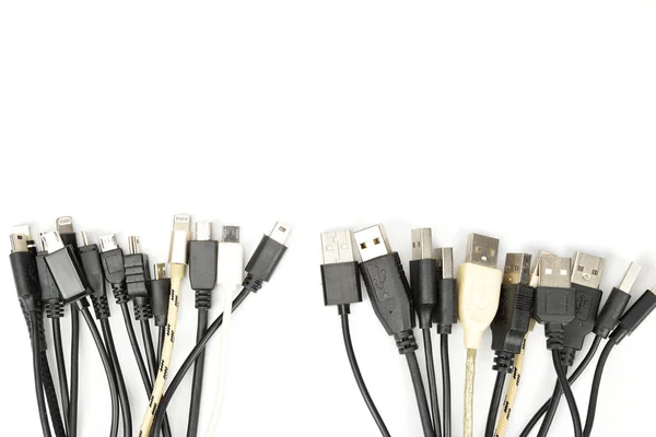 Conectores Cables Para Cargar Dispositivos Móviles —  Fotos de Stock